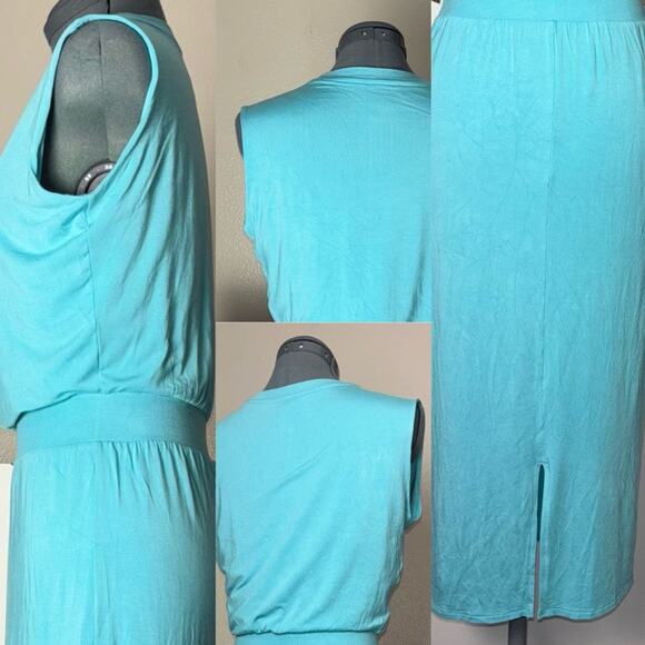 Athleta Santorini Cinch Midi Dress Women's Size XS Gulf Green Turquoise Blue - Picture 14 of 16